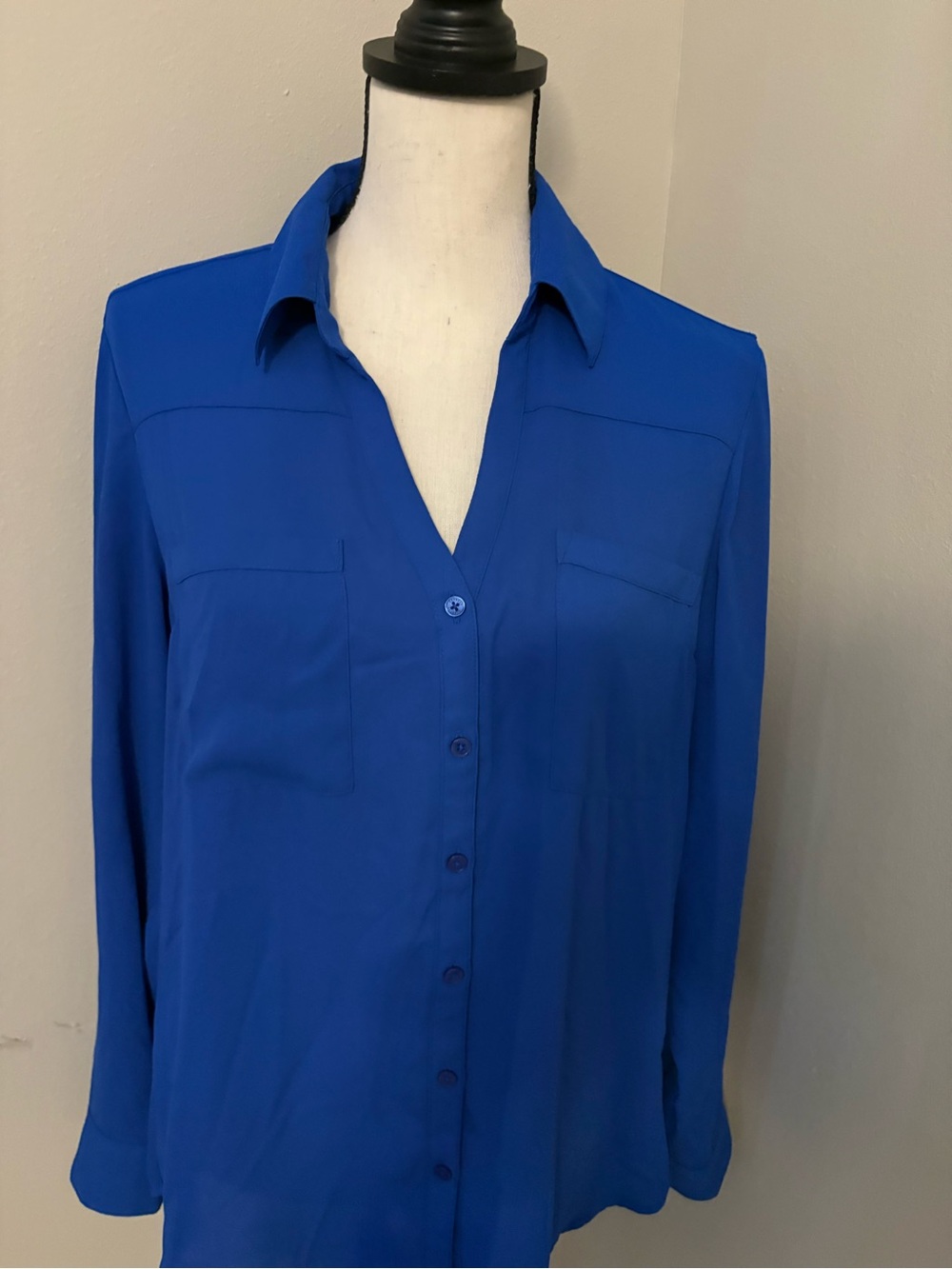 Express Women's Button-Down Shirt in Royal Blue-Long Sleeve or 3/4 Sleeve